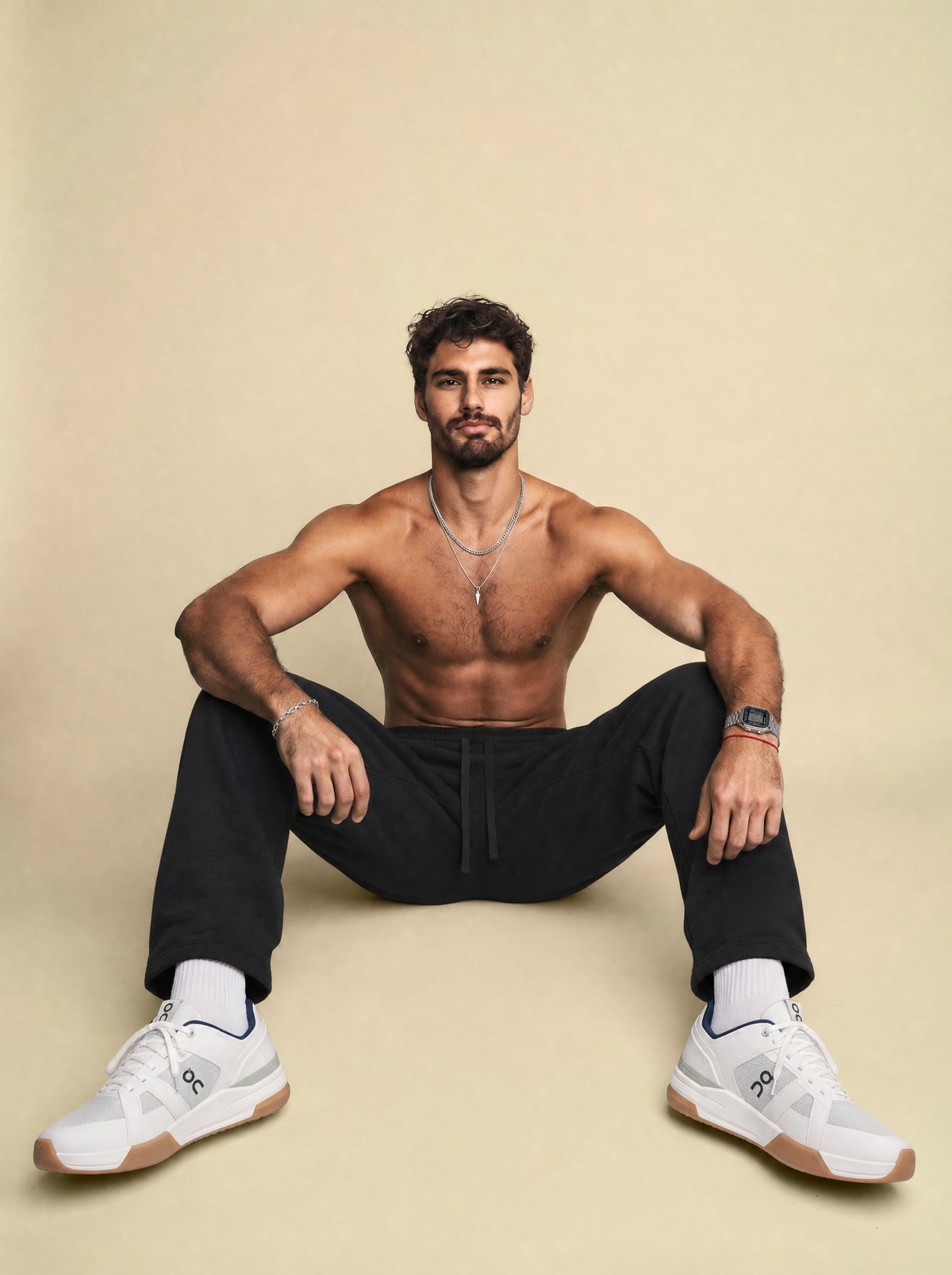 [men] Black Patched Sweatpants V1.0