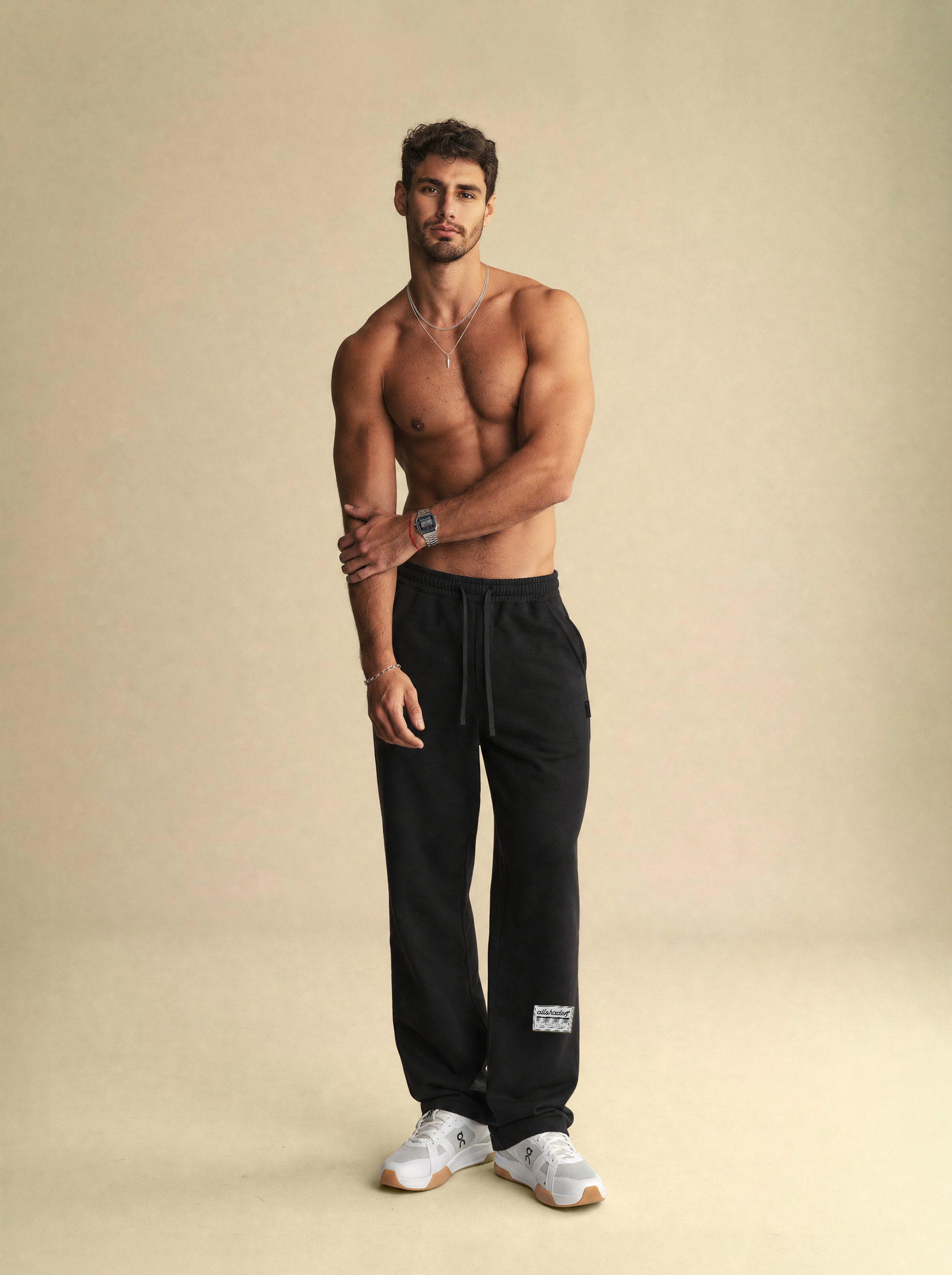[men] Black Patched Sweatpants V1.0