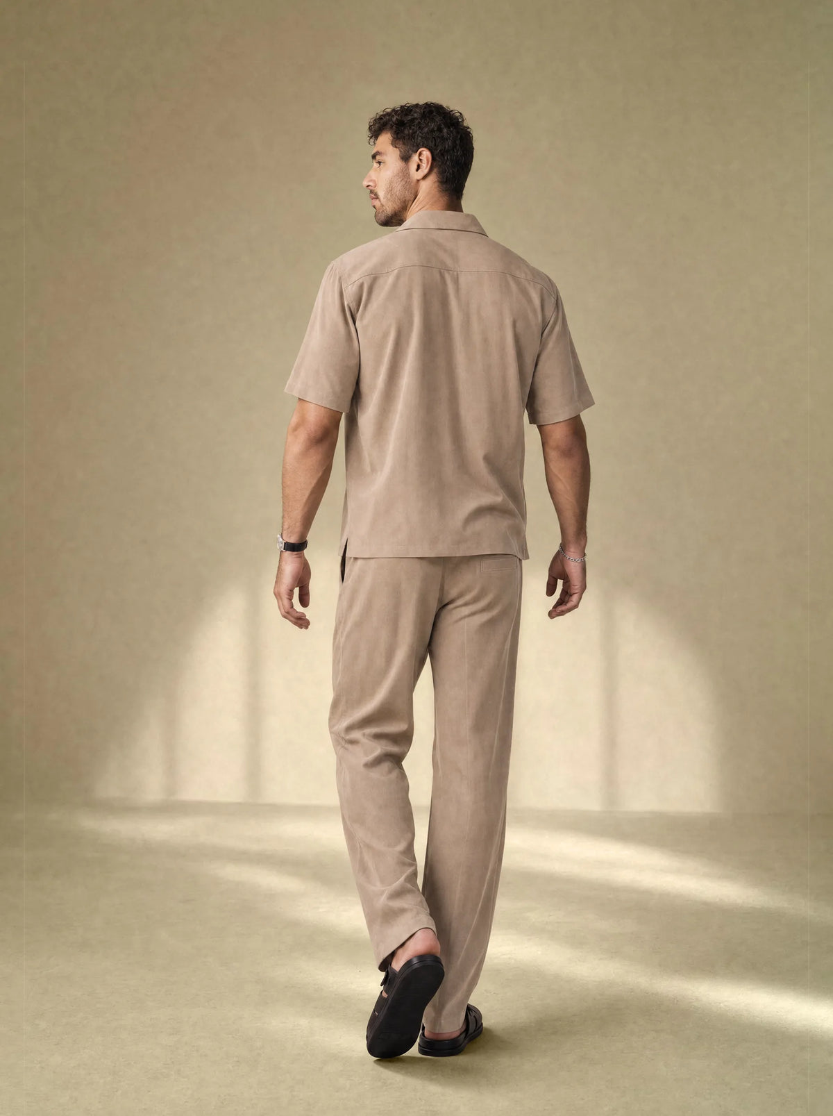[men] Brushed Linen Shirt + Pants Set