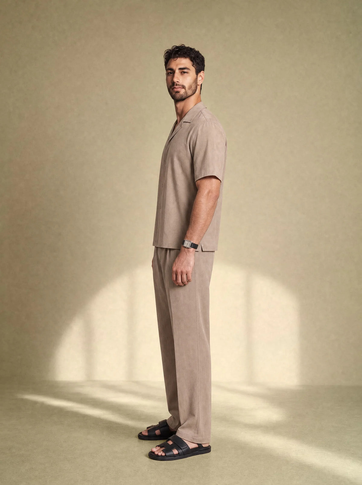 [men] Brushed Linen Shirt + Pants Set