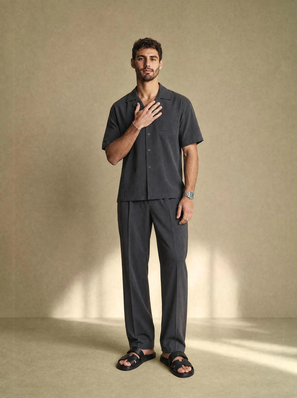 [men] Brushed Linen Shirt + Pants Set