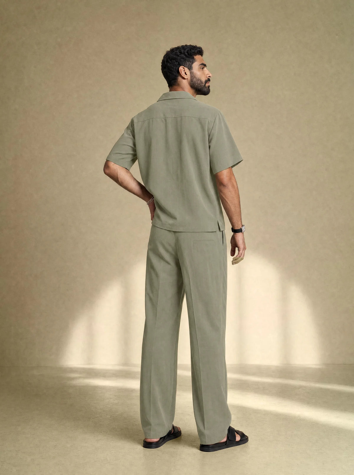 [men] Brushed Linen Shirt + Pants Set