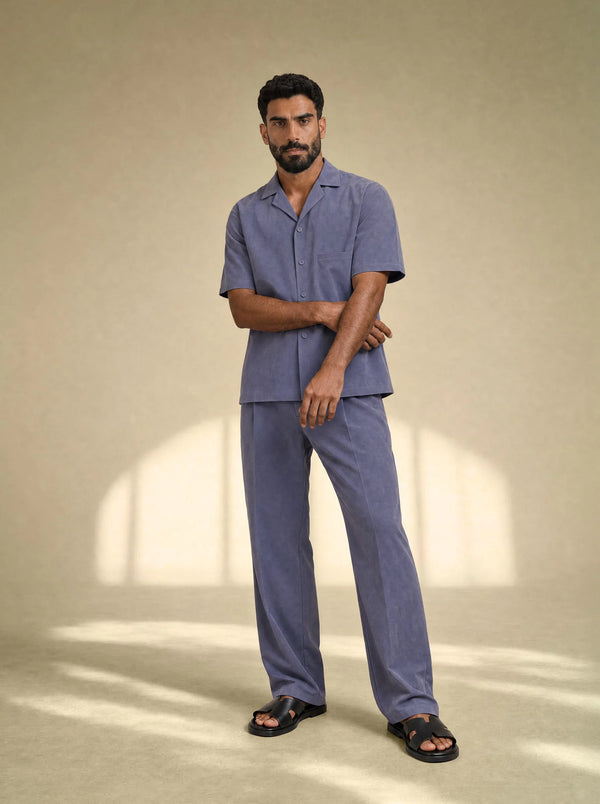 [men] Brushed Linen Shirt + Pants Set