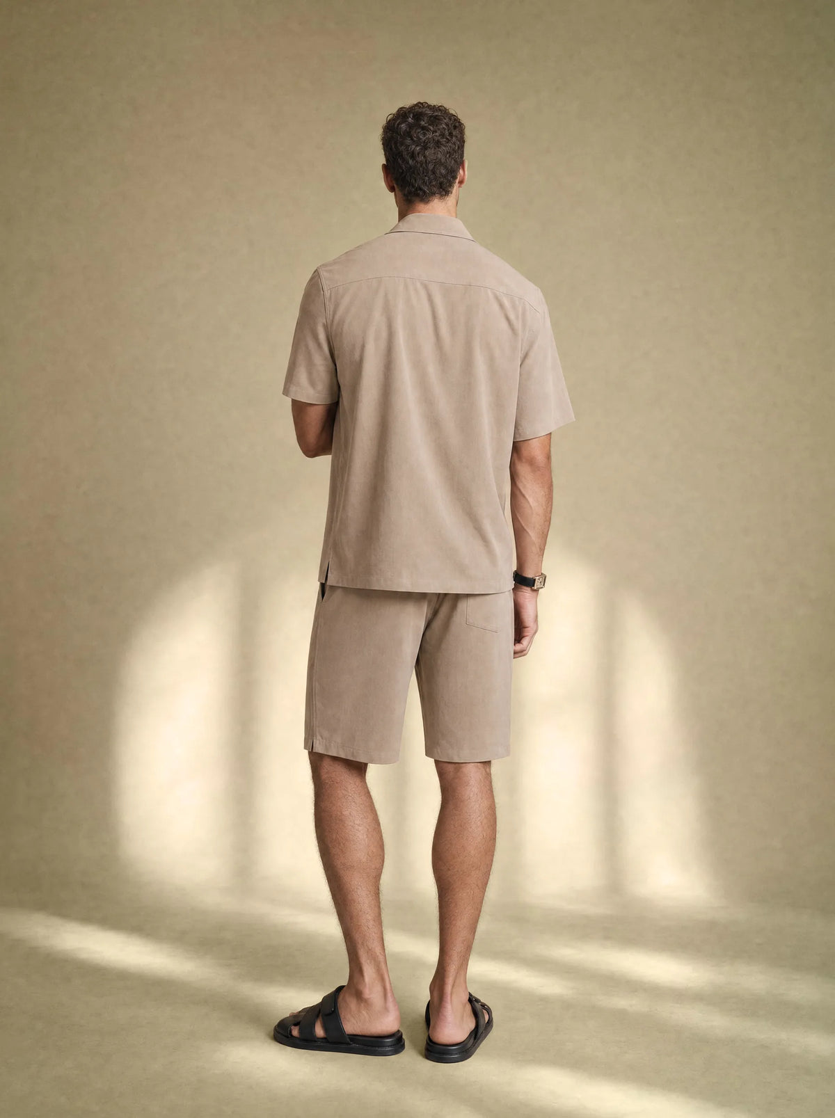 [men] Brushed Linen Shirt + Shorts Set