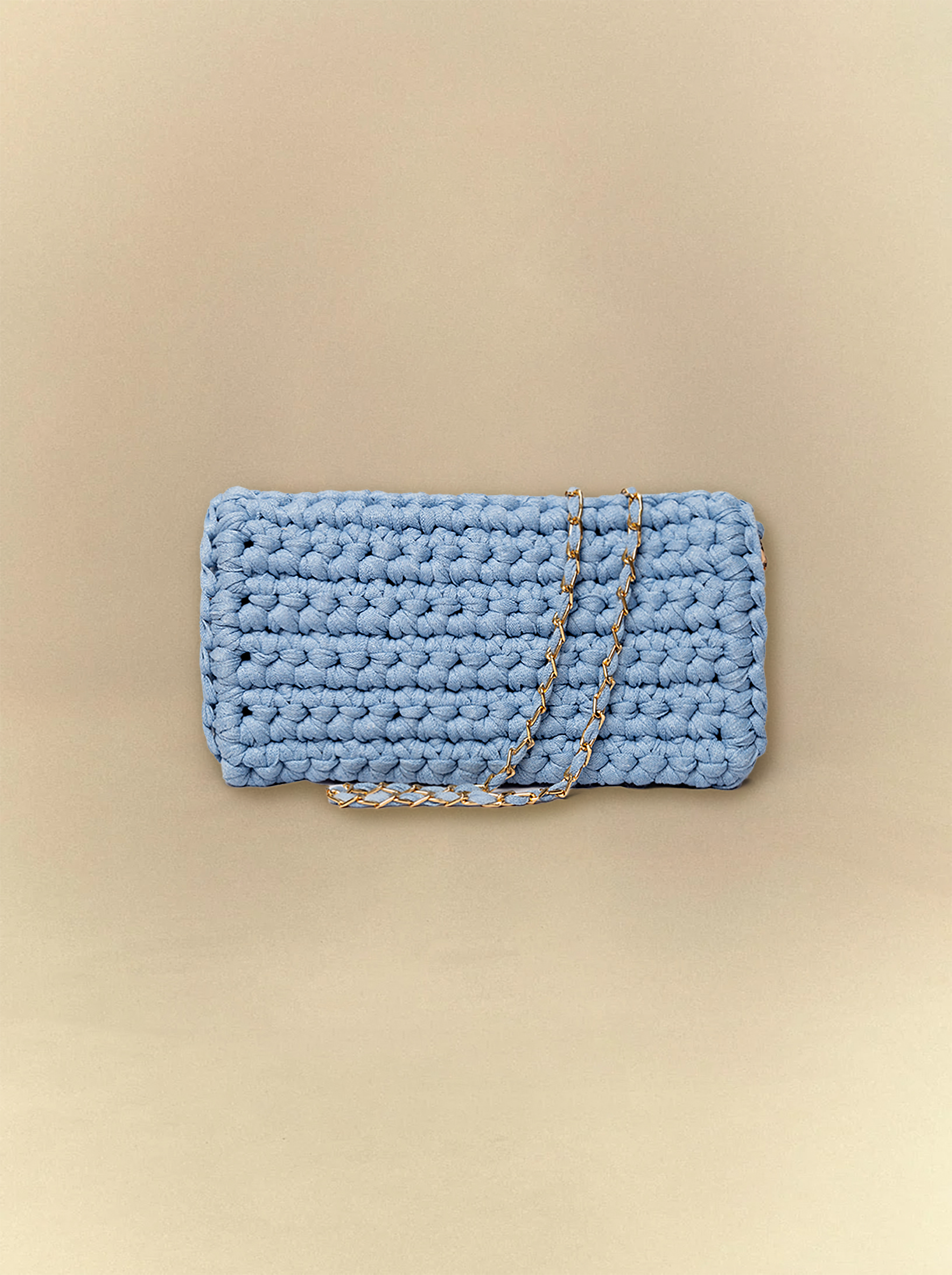 [unisex] Denim Blue Crochet Clutch