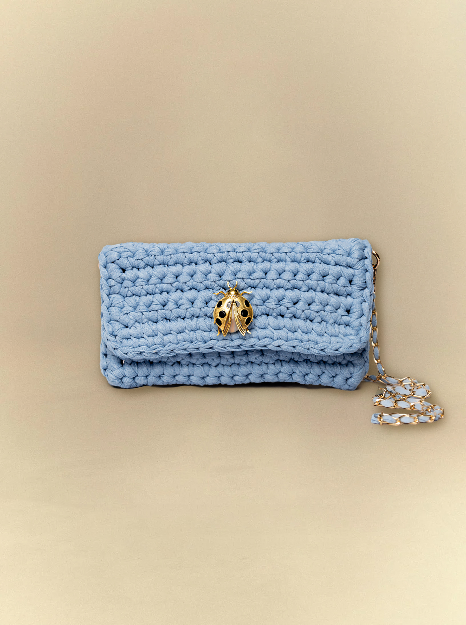 [unisex] Denim Blue Crochet Clutch