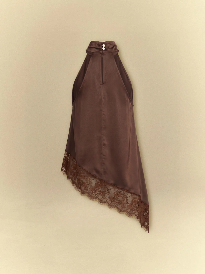 High Neck Halter Top With Lace