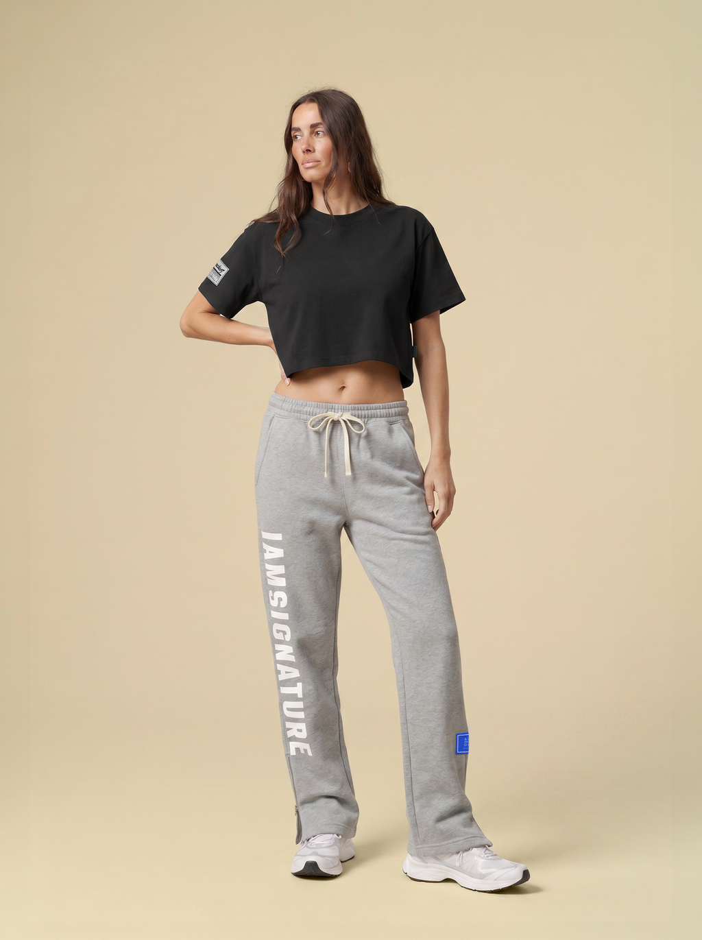 [women] Heather Gray Ankle Zip Straight Leg Sweatpants
