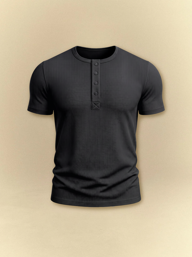Wide Plain Placket Henley