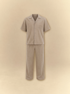 [unisex] Brushed Linen Shirt + Pants Set - Earth