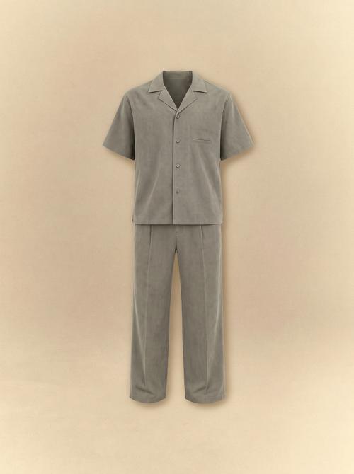 [unisex] Brushed Linen Shirt + Pants Set - Sage Olive