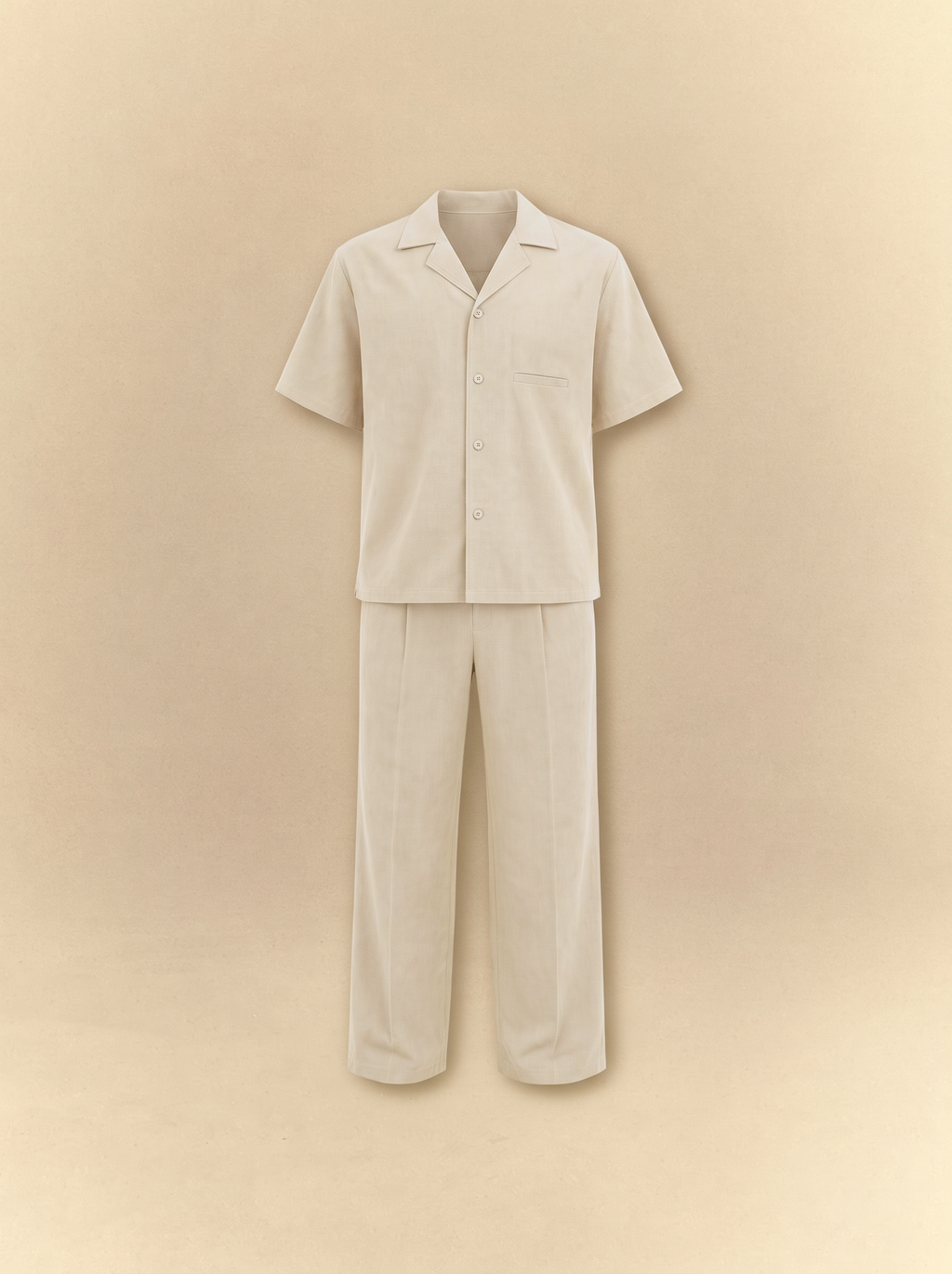 [unisex] Brushed Linen Shirt + Pants Set - Ivory