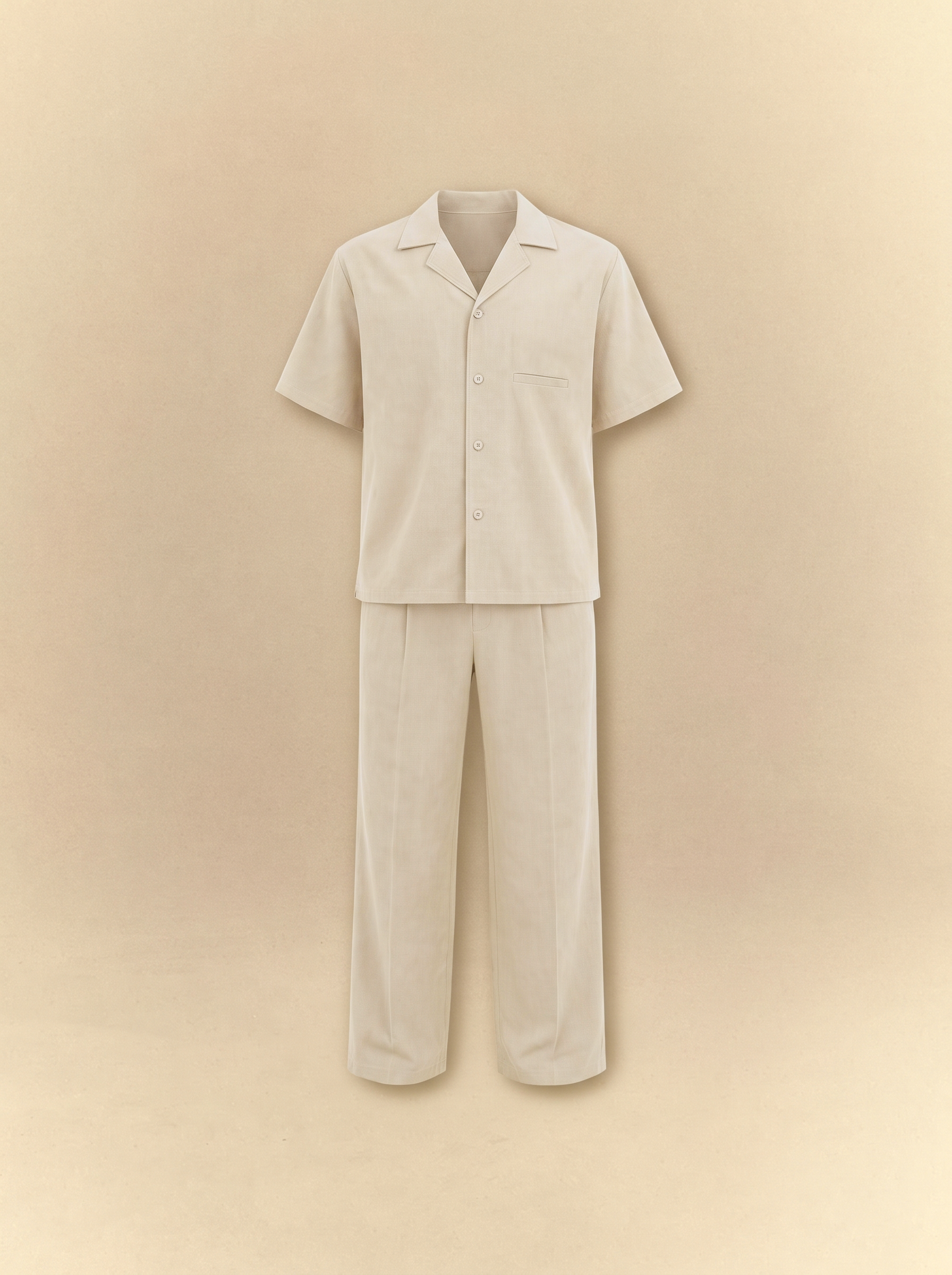 [unisex] Brushed Linen Shirt + Pants Set - Ivory