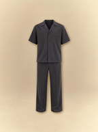 [unisex] Brushed Linen Shirt + Pants Set - Faded Black
