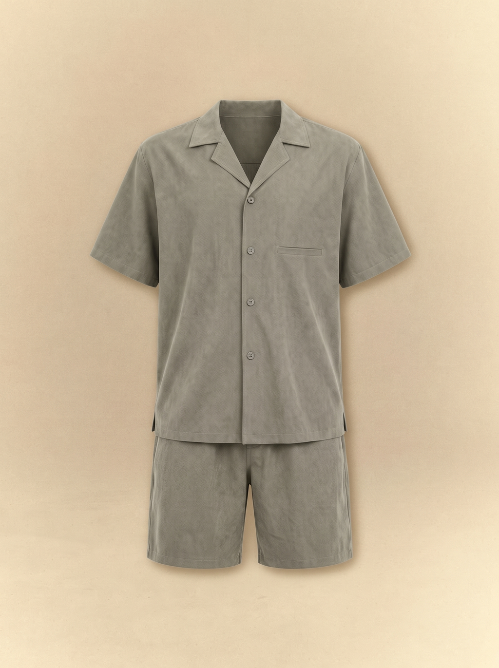 [unisex] Brushed Linen Shirt + Shorts Set - Sage Olive