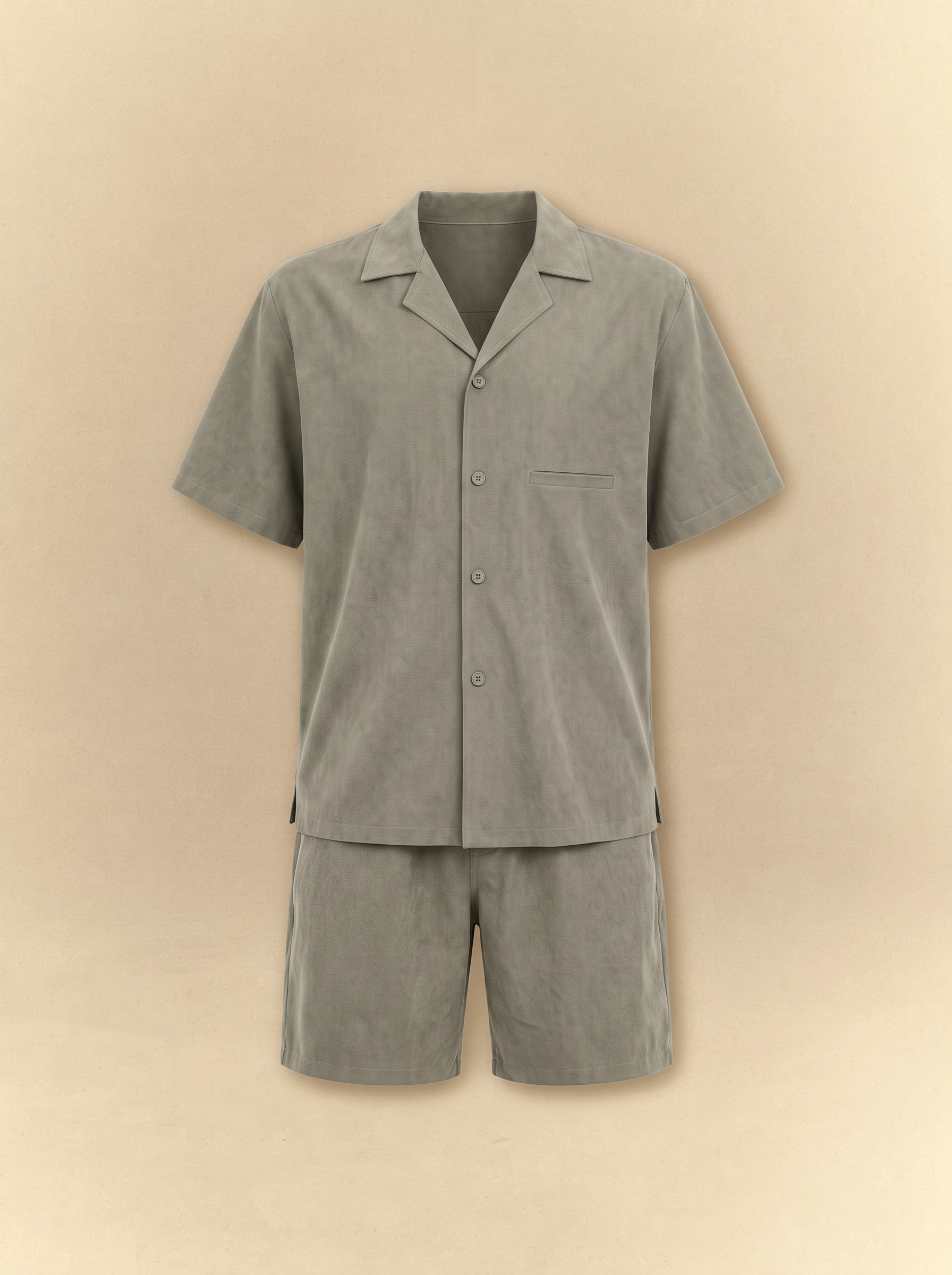 [unisex] Brushed Linen Shirt + Shorts Set - Sage Olive
