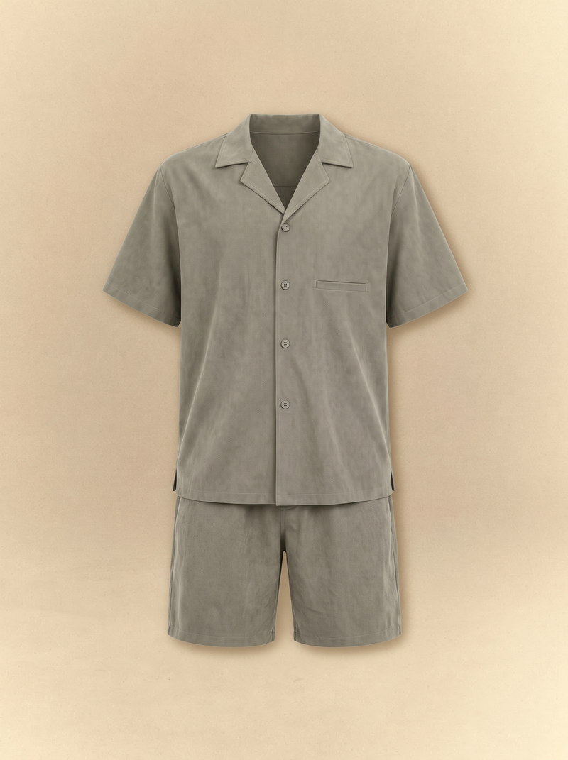 Brushed Linen Shirt + Shorts Set - Sage Olive