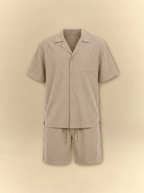 [unisex] Brushed Linen Shirt + Shorts Set - Earth