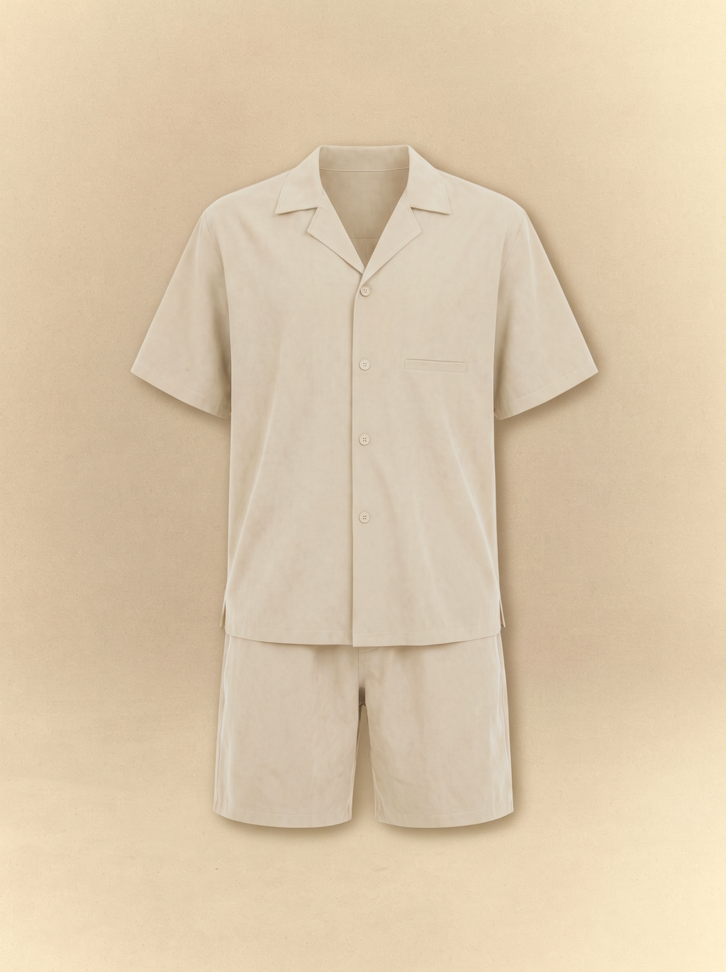 [unisex] Brushed Linen Shirt + Shorts Set - Ivory