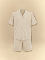 [unisex] Brushed Linen Shirt + Shorts Set - Ivory