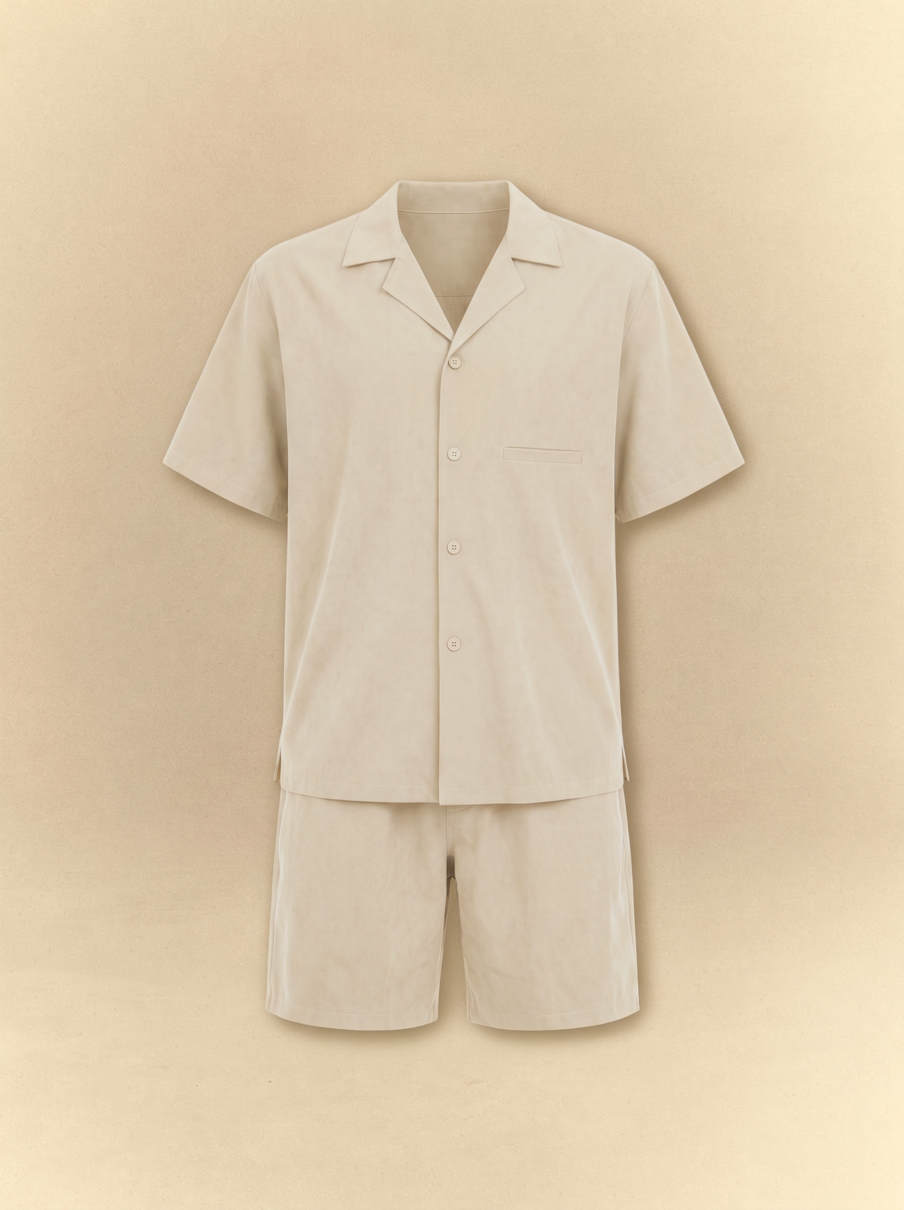 [unisex] Brushed Linen Shirt + Shorts Set - Ivory