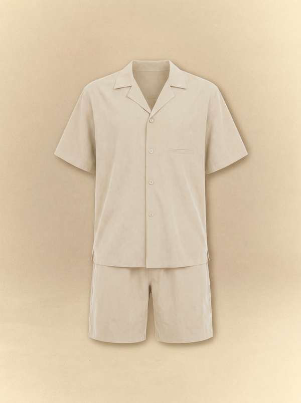[unisex] Brushed Linen Shirt + Shorts Set