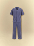 Brushed Linen Shirt + Pants Set - Slate Blue