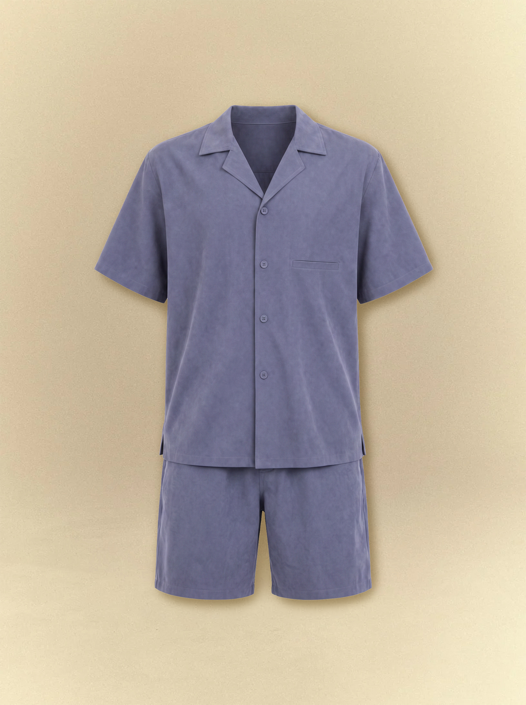 [unisex] Brushed Linen Shirt + Shorts Set - Slate Blue
