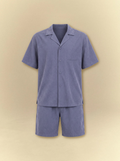 Brushed Linen Shirt + Shorts Set - Slate Blue