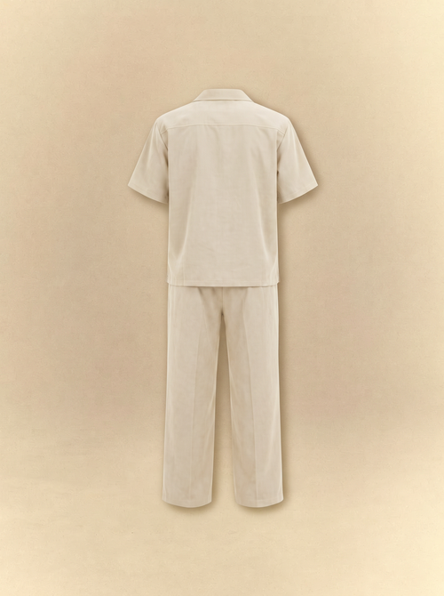 [unisex] Brushed Linen Shirt + Pants Set - Ivory