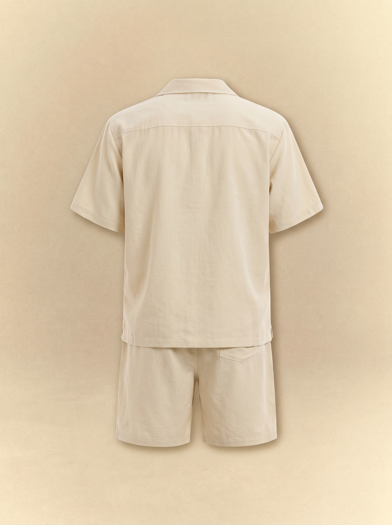 Brushed Linen Shirt + Shorts Set - Ivory
