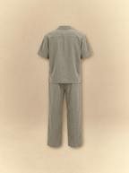 [unisex] Brushed Linen Shirt + Pants Set - Sage Olive