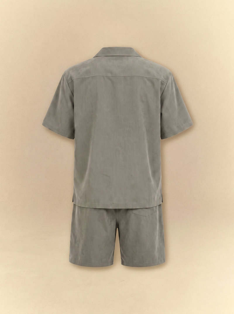 Brushed Linen Shirt + Shorts Set - Sage Olive