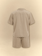 [unisex] Brushed Linen Shirt + Shorts Set - Earth