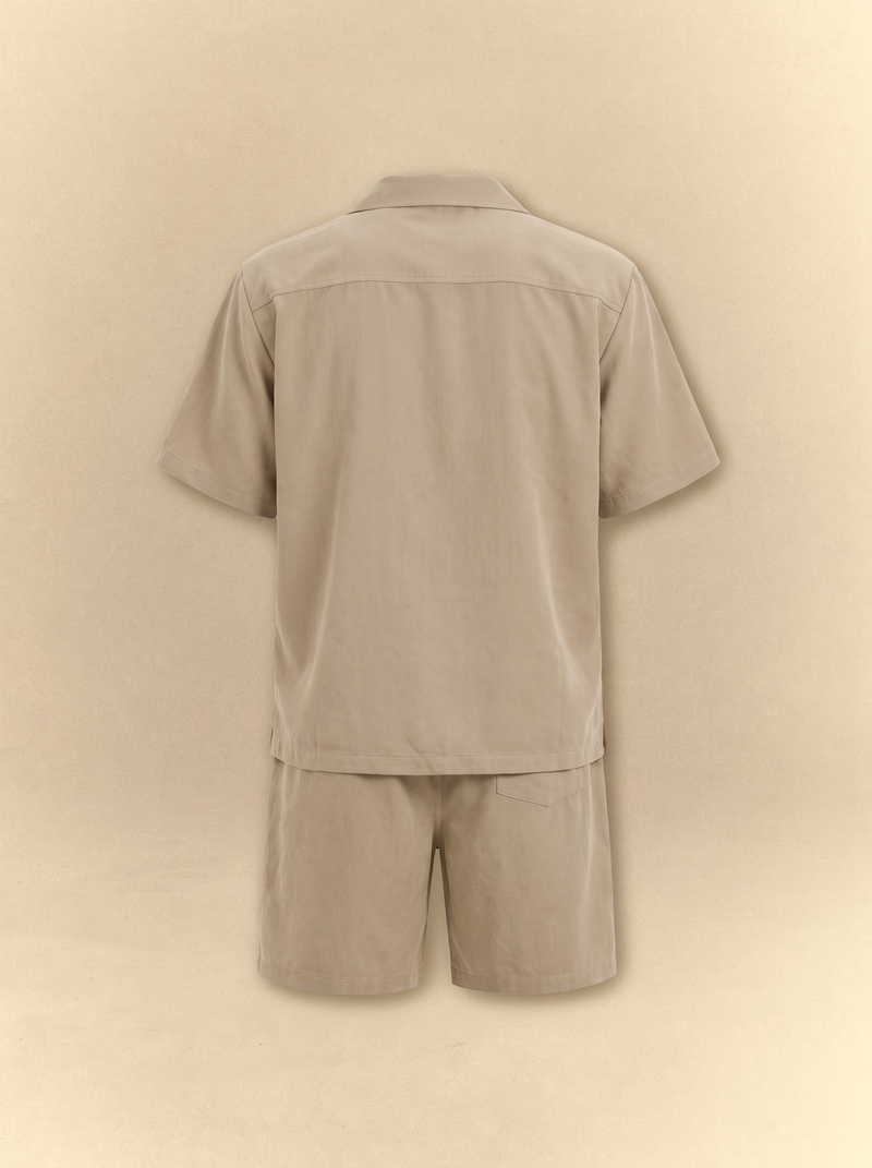 Brushed Linen Shirt + Shorts Set - Earth