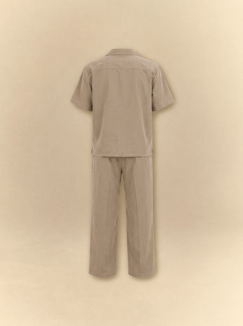 Brushed Linen Shirt + Pants Set - Earth