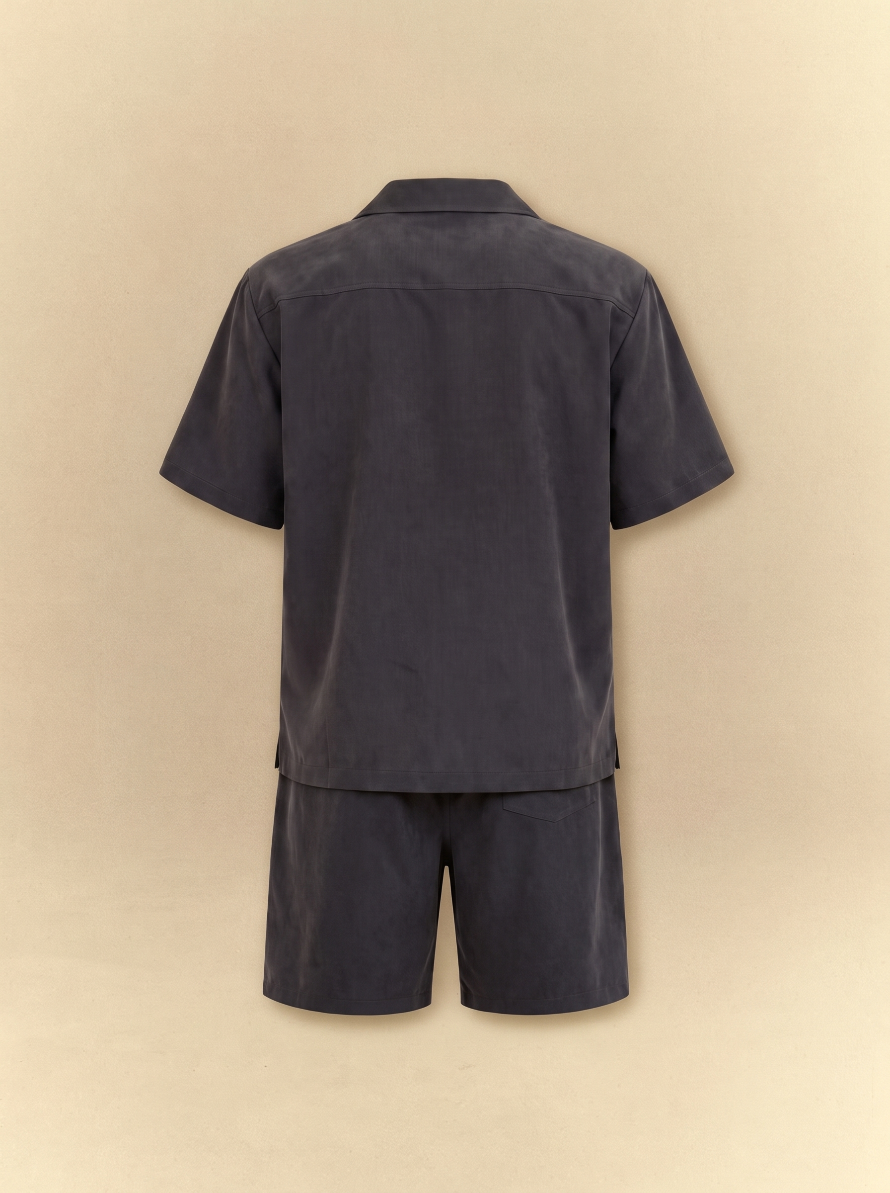 [unisex] Brushed Linen Shirt + Shorts Set - Faded Black