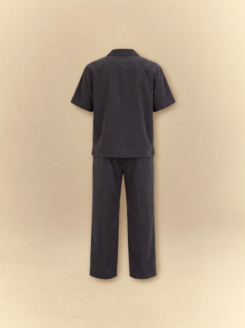 [unisex] Brushed Linen Shirt + Pants Set - Faded Black