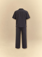 [unisex] Brushed Linen Shirt + Pants Set - Faded Black