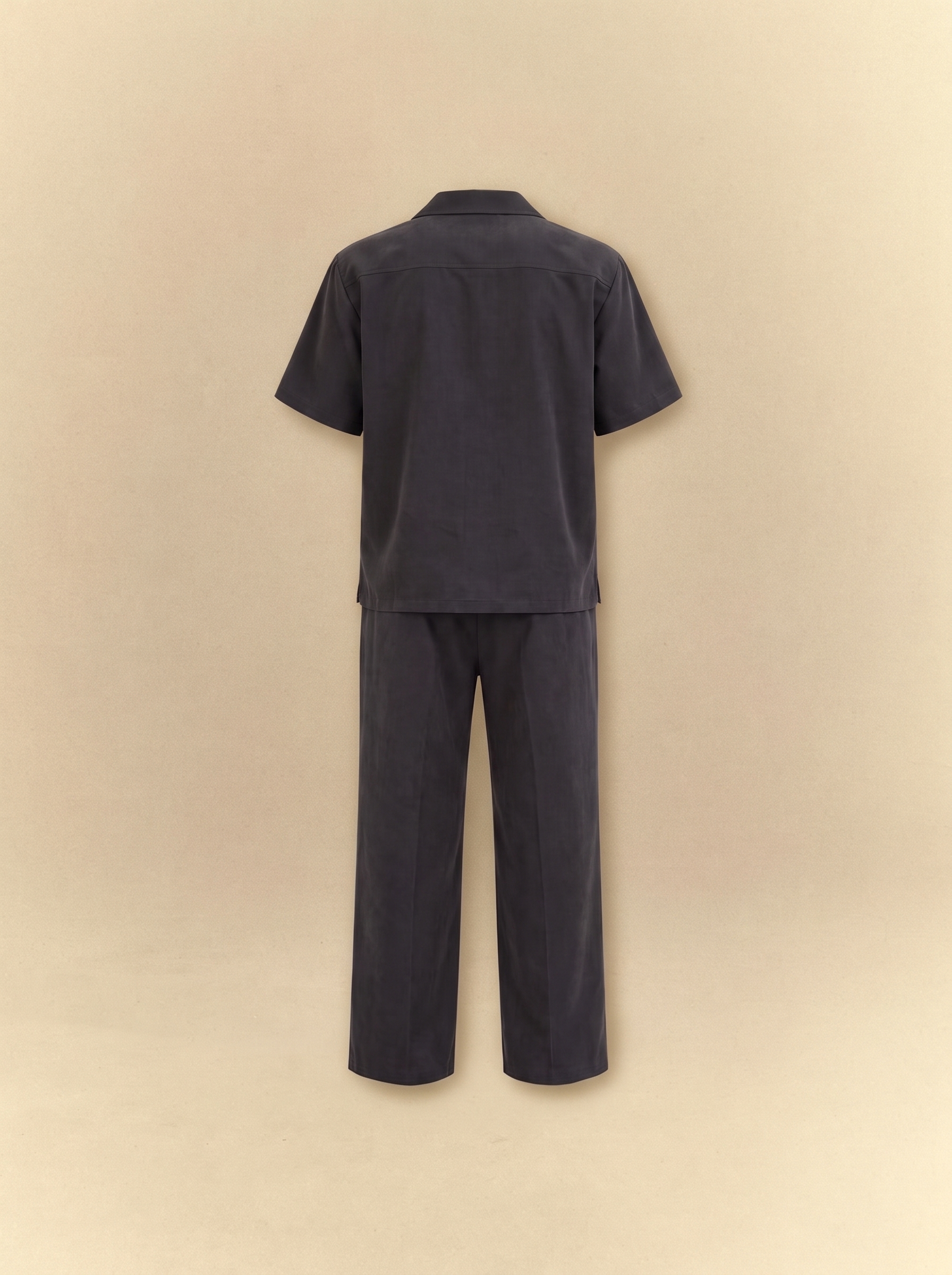 [unisex] Brushed Linen Shirt + Pants Set - Faded Black