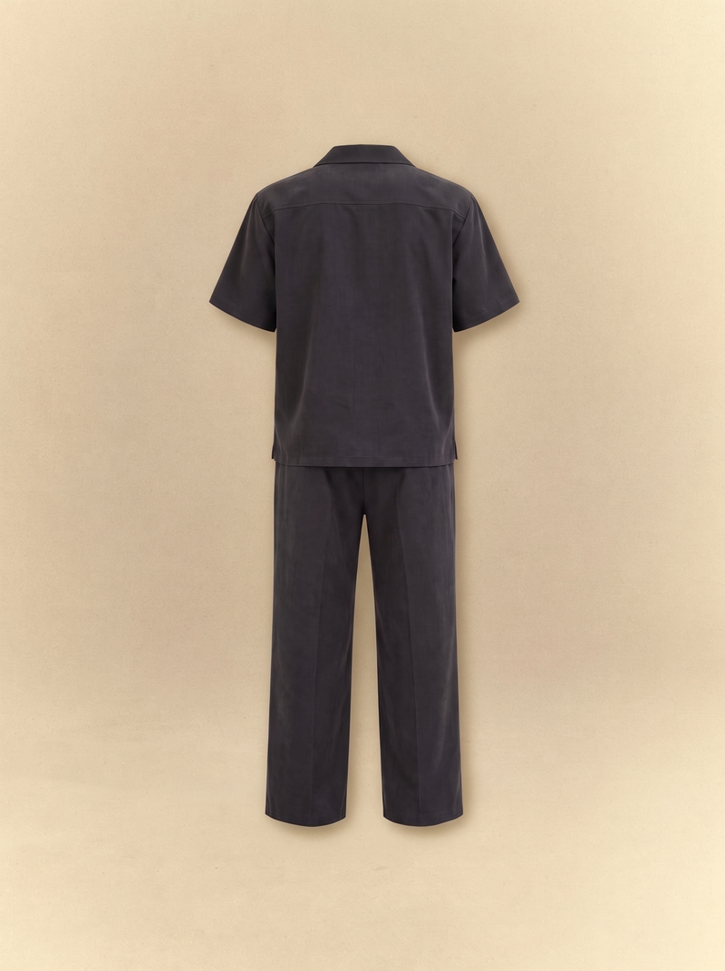 Brushed Linen Shirt + Pants Set - Faded Black