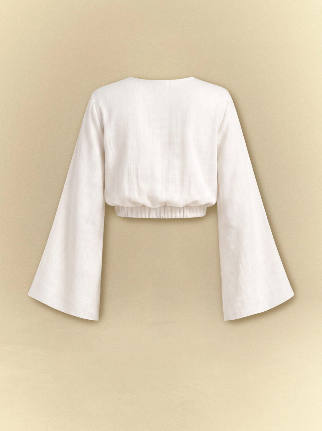 [unisex] Bell Sleeves Linen Crop Top with Side Slits Skirt Set