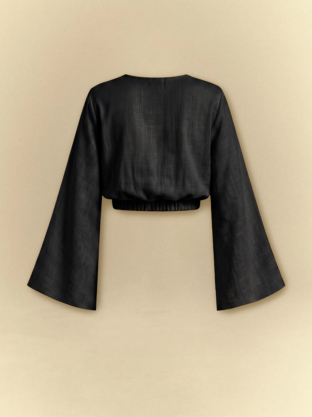 [unisex] Bell Sleeves Linen Crop Top with Side Slits Skirt Set
