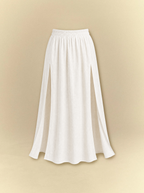 [unisex] Bell Sleeves Linen Crop Top with Side Slits Skirt Set