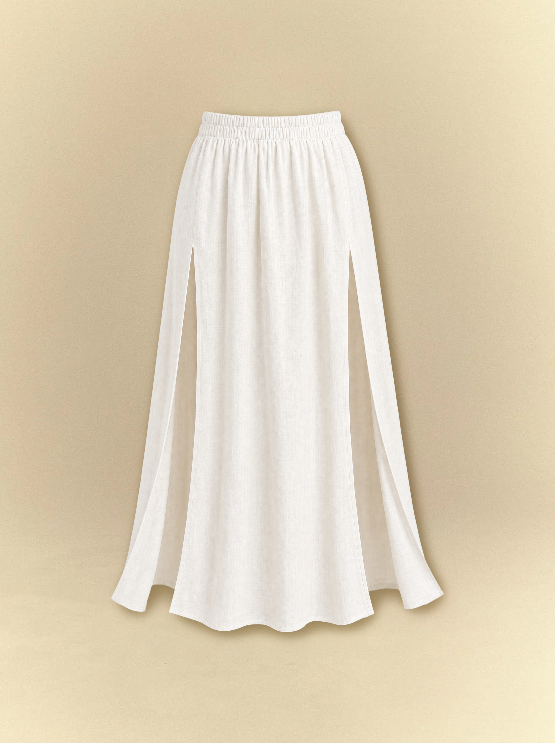 [unisex] Bell Sleeves Linen Crop Top with Side Slits Skirt Set