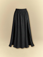 [unisex] Bell Sleeves Linen Crop Top with Side Slits Skirt Set