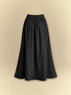 [unisex] Bell Sleeves Linen Crop Top with Side Slits Skirt Set