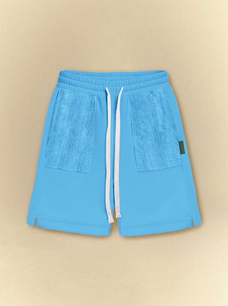 Light Blue Front Textured Sweat Shorts