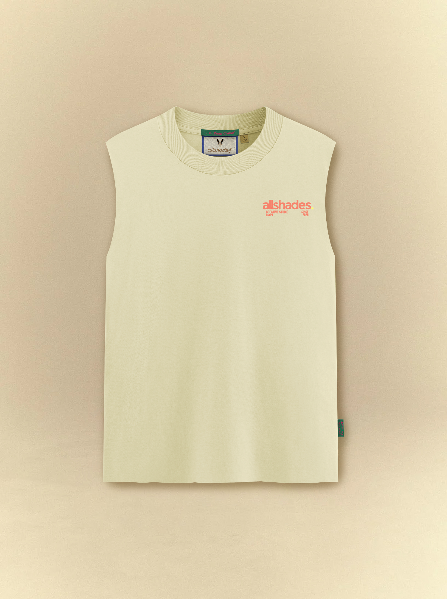 [unisex] Men's Pale Beige Sleeveless Tee
