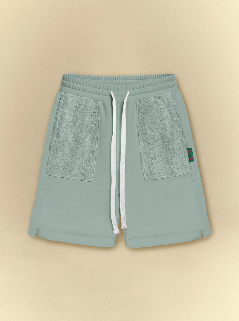 Mint Front Textured Sweat Shorts